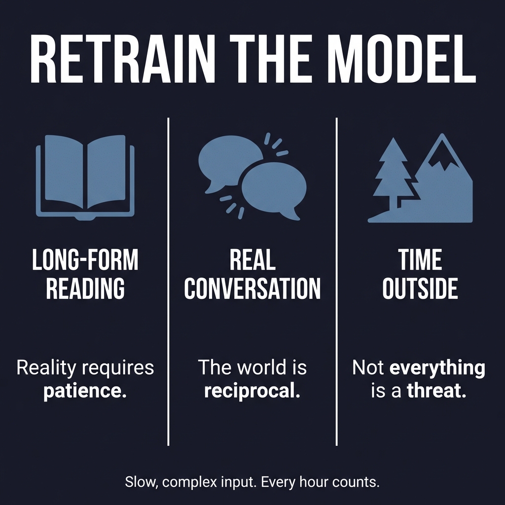 Slow complex input retraining the brain's model